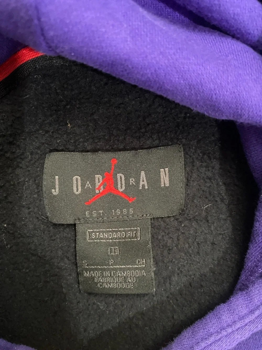 Jordan Colorblock Crewneck Hoodie in Purple, Black & Yellow